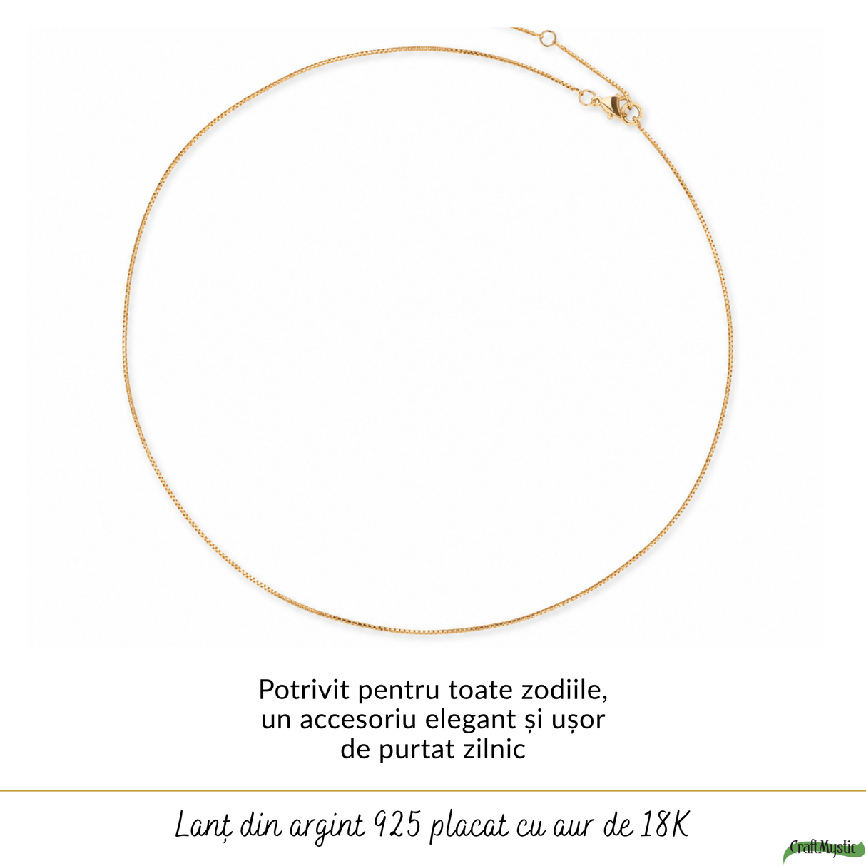 Lanț Argint 925 placat cu Aur 18K unisex fin