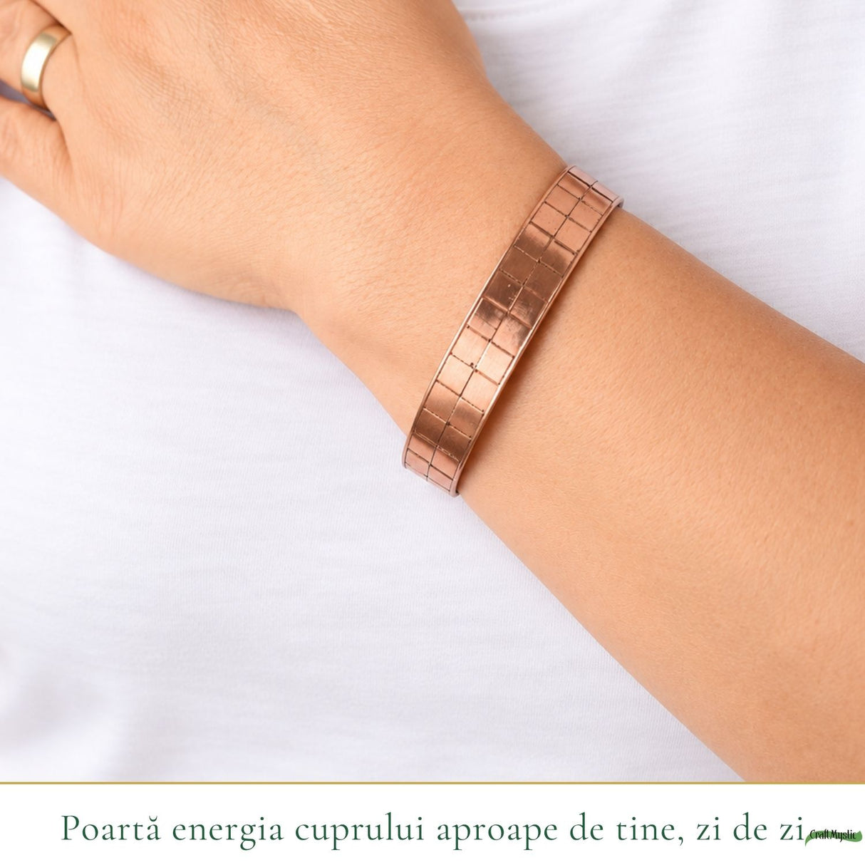 Brățară din cupru cu pătrățele și 4 magneți, unisex