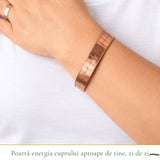 Brățară din cupru cu pătrățele și 4 magneți, unisex