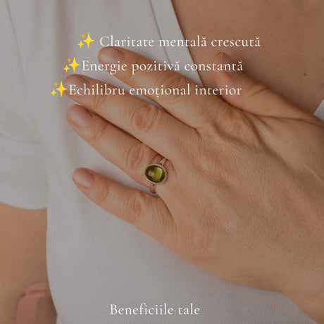 Inel Argint 925 cu Peridot Natural Oval – Optimism si Energie Pozitiva