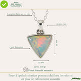 Colier Argint 925 cu Piatra Naturala de Opal Etiopian Triunghi – Inspiratie si Echilibru