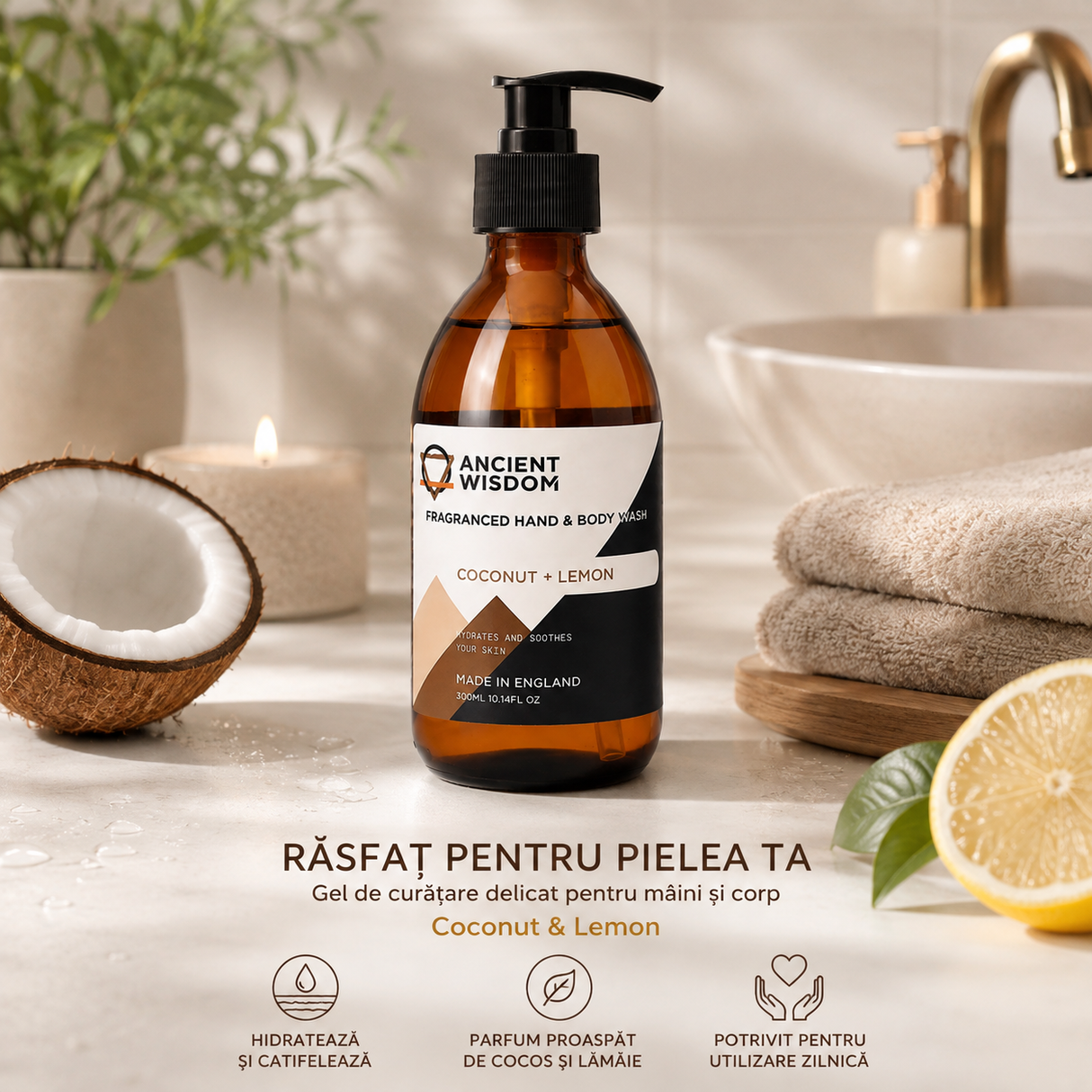 Detaliu pompă flacon Coconut & Lemon 300 ml