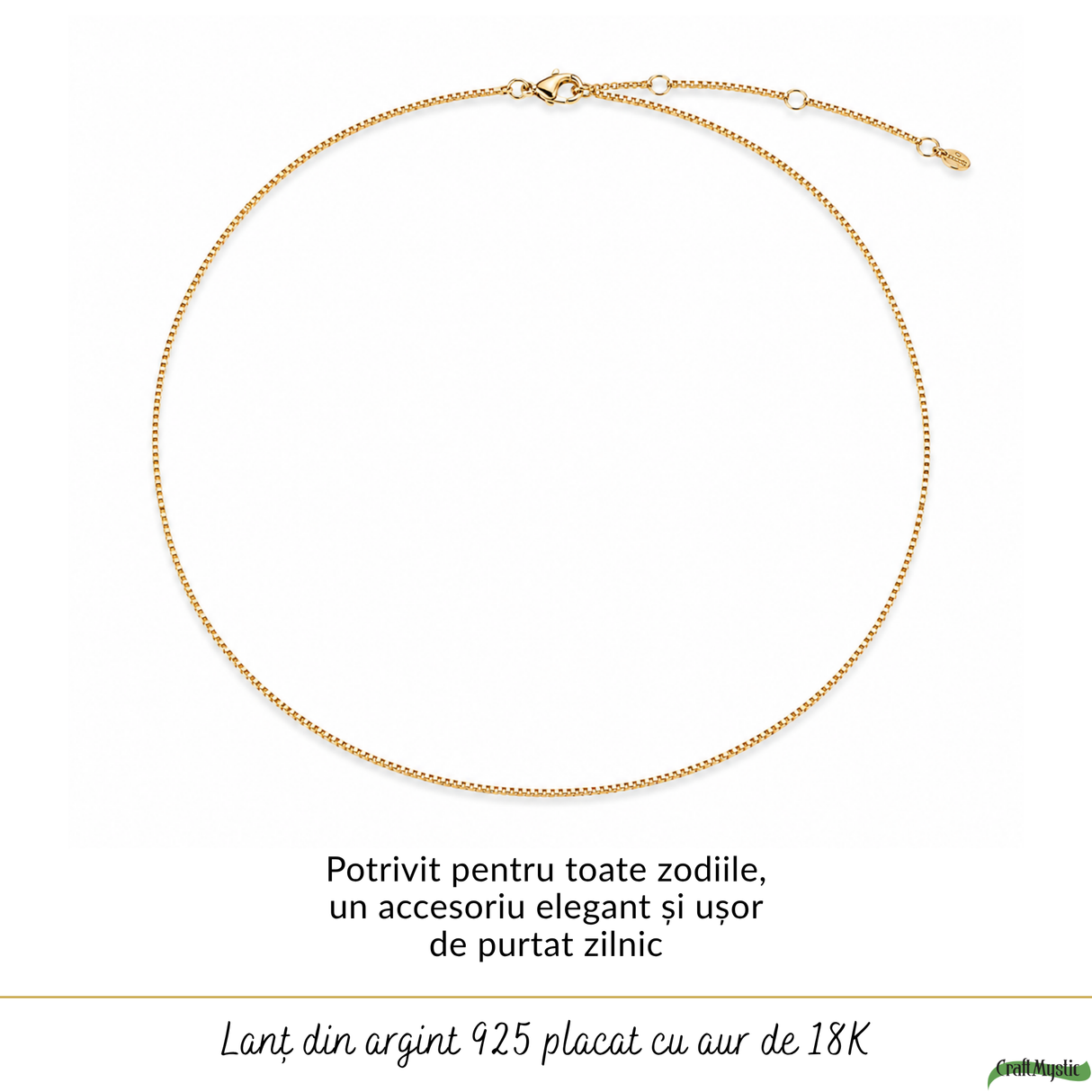 Lanț Argint 925 placat cu Aur 18K unisex model pătrat