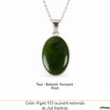 Colier Argint 925 cu Jad Nefrit Natural Oval – Simbol al Armoniei si Prosperitatii