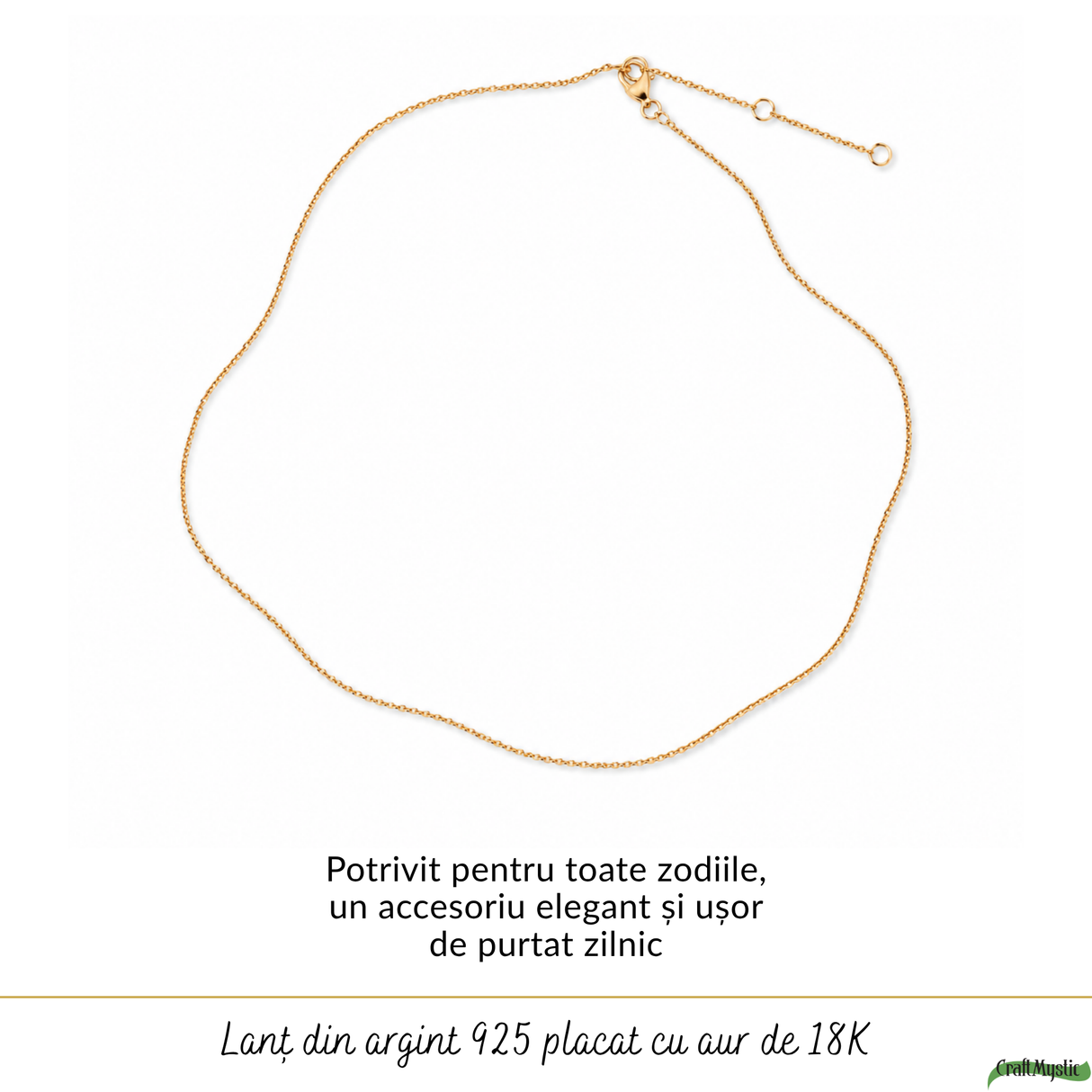 Lanț Argint 925 placat cu Aur 18K unisex cu zale fine