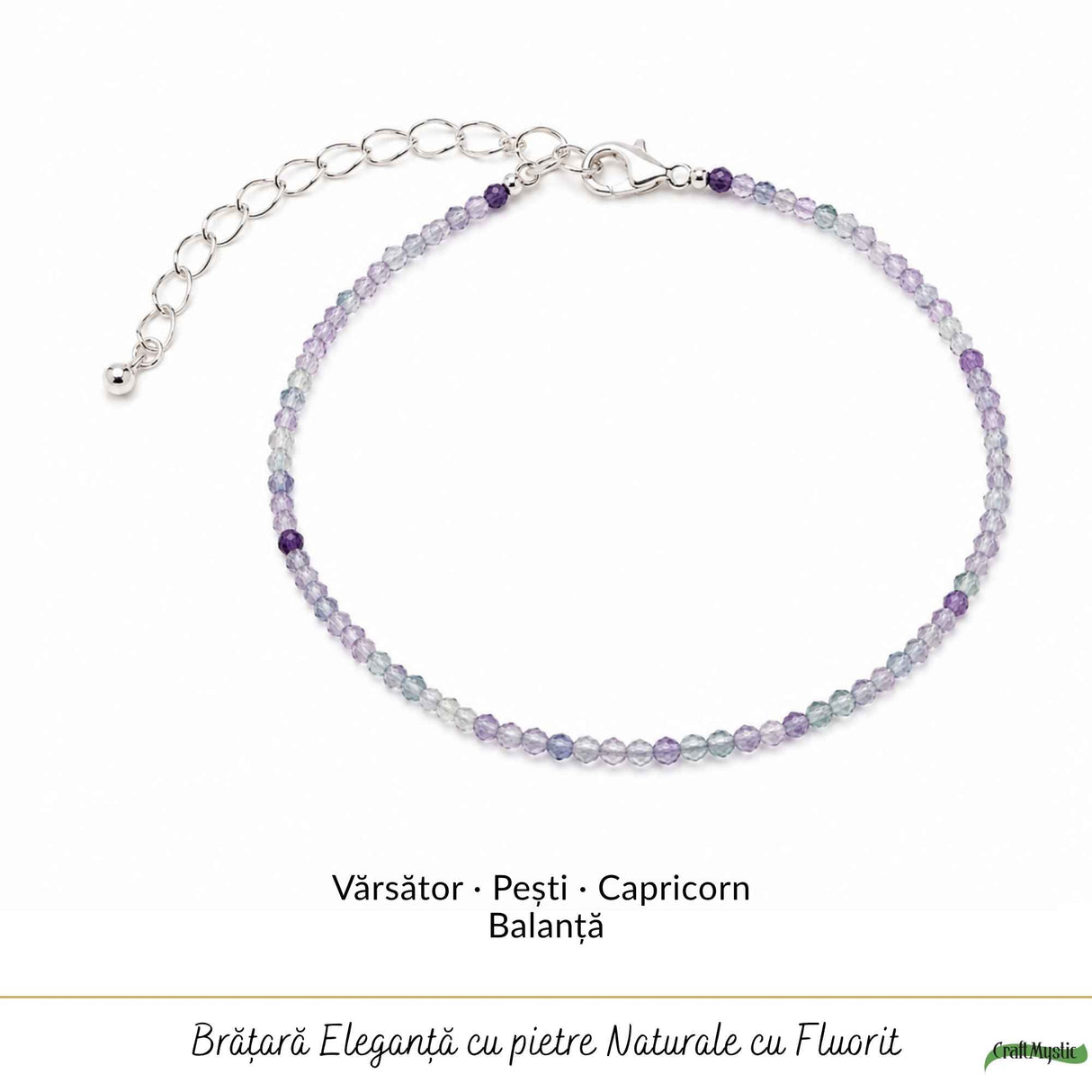 Brățară de picior cu Fluorit, cadou delicat pentru ea