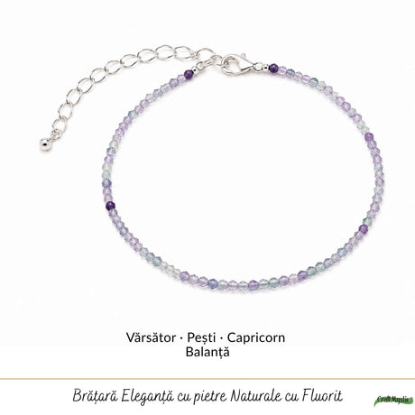 Brățară de picior cu Fluorit, cadou delicat pentru ea