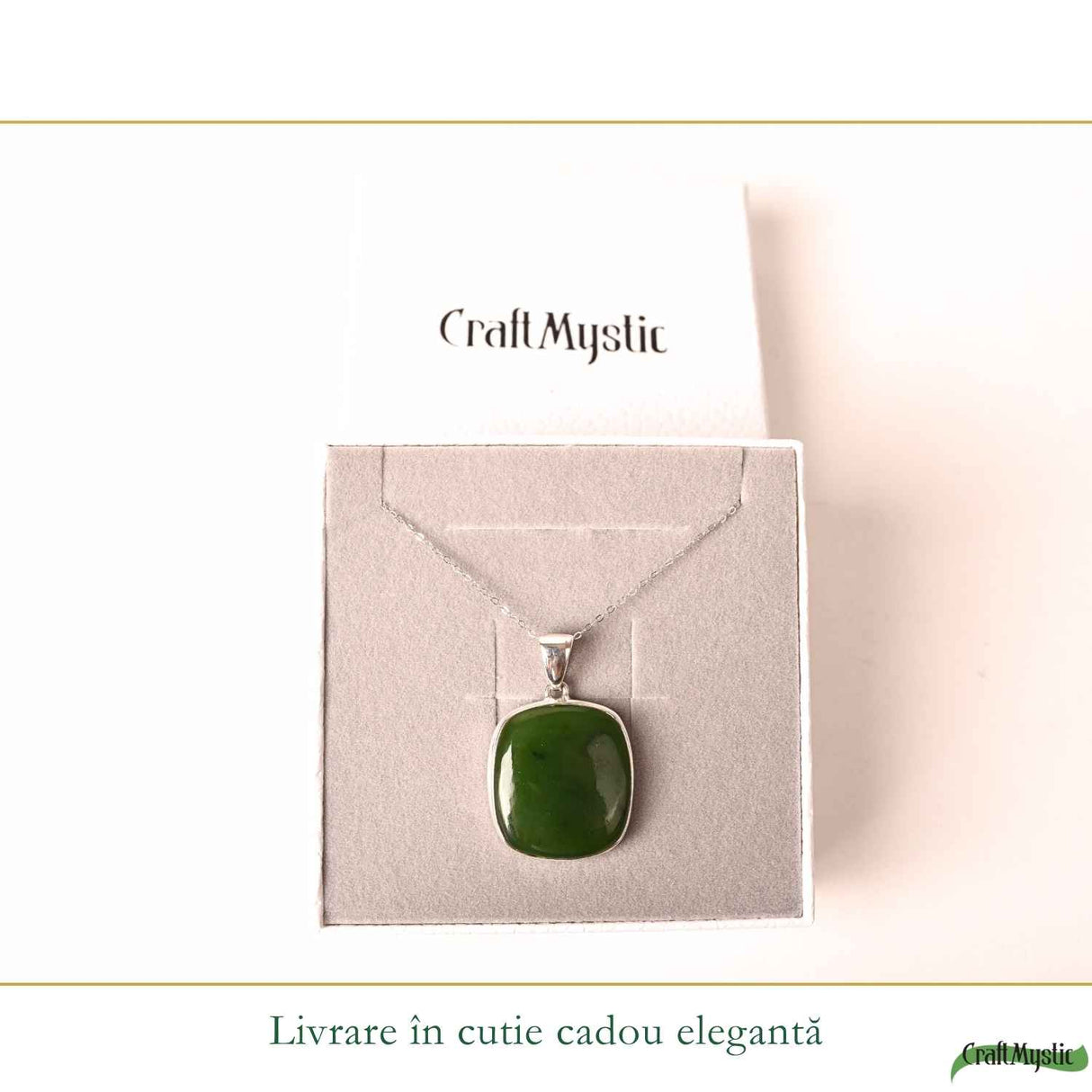 Colier Argint 925 cu Jad Nefrit Natural – Simbol al Armoniei si Prosperitatii
