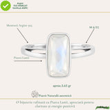 Inel Argint 925 cu Piatra Lunii Naturala Fatetata Dreptunghi – Intuitie si Echilibru