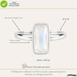 Inel Argint 925 cu Piatra Lunii Naturala Fatetata Dreptunghi – Intuitie si Echilibru