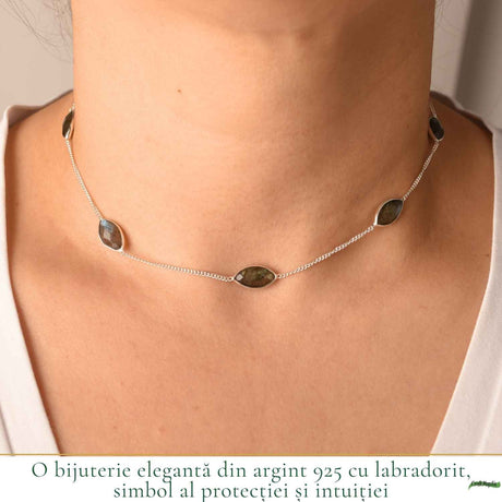 Colier Argint 925 cu Labradorit Fatetat Delica – Protectie si Intuitie