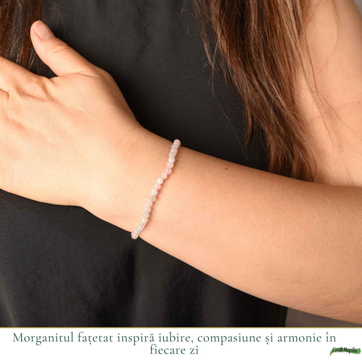 Bratara cu Morganit Fatetat Natural 4 mm – Iubire, Echilibru si Armonie Interioara