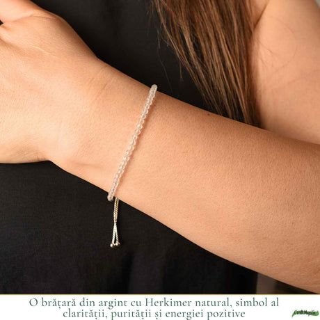 Bratara Argint 925 cu Herkimer Fatetat Natural 3 mm - Claritate si Energie Pozitiva