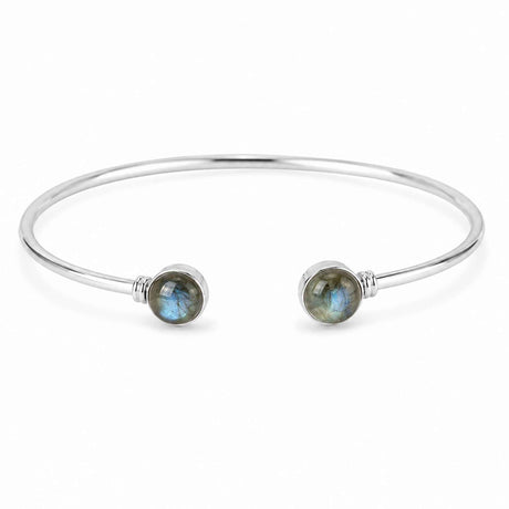 Bratara Indiana din Argint 925 ajustabilă cu Labradorit Rotund – Protectie si Intuitie