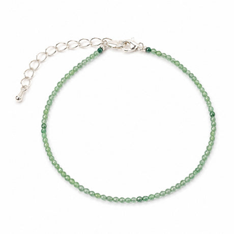 Brățară de picior cu Aventurin verde fațetat, pietre rotunde de 2 mm