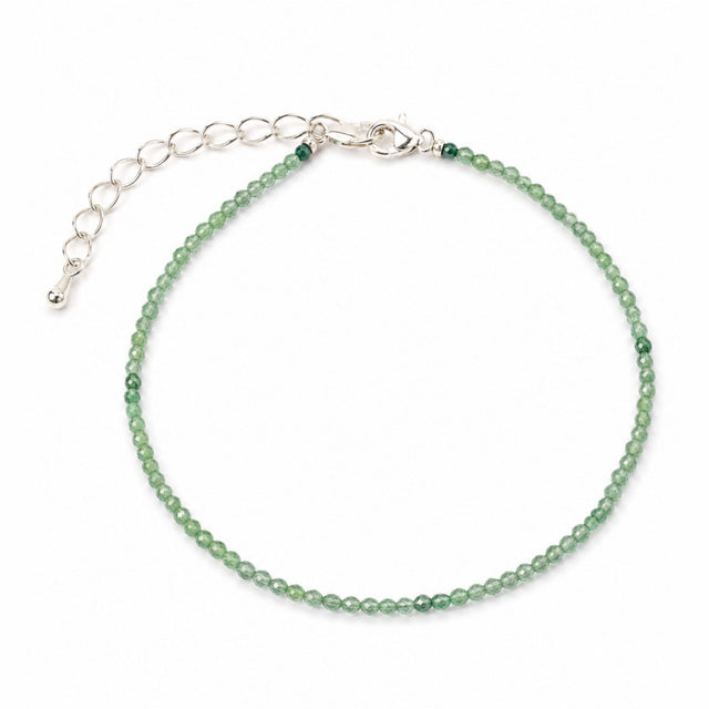 Brățară de picior cu Aventurin verde fațetat, pietre rotunde de 2 mm