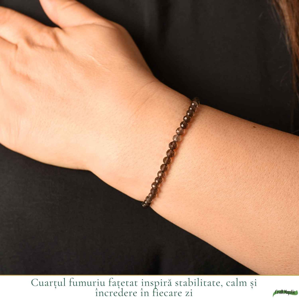Bratara cu Cuart Fumuriu Fatetat Natural 4 mm – Protectie, Echilibru si Claritate