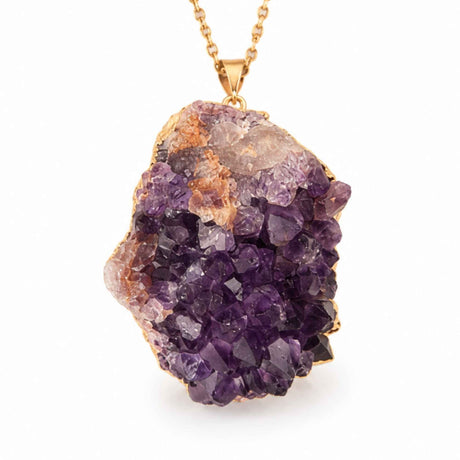 Colier cu Ametist Druzy, Inox (oțel inoxidabil) – CraftMystic