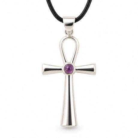 Colier cu Ametist natural și pandantiv Ankh