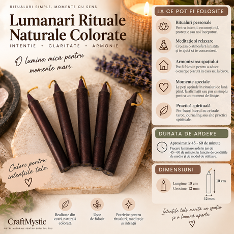 Lumânare Vișiniu-Bordo pentru Ritualuri și Intenții 10 cm - 1 Bucată