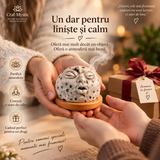 Suport conuri parfumate Moon Face din rășină și lemn