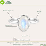 Inel Argint 925 cu Piatra Lunii Natural Fatetata Oval – Intuitie si Armonie