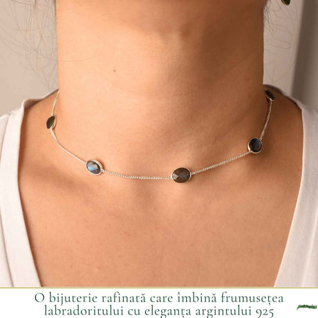 Colier Argint 925 cu Labradorit Fatetat Oval – Protectie si Intuiție