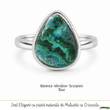 925 Sterling Silver Necklace with Malachite and Chrysocolla Teardrop – Protection and Harmony