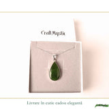 Colier Argint 925 cu Jad Nefrit Natural Lacrima – Simbol al Armoniei si Prosperitatii