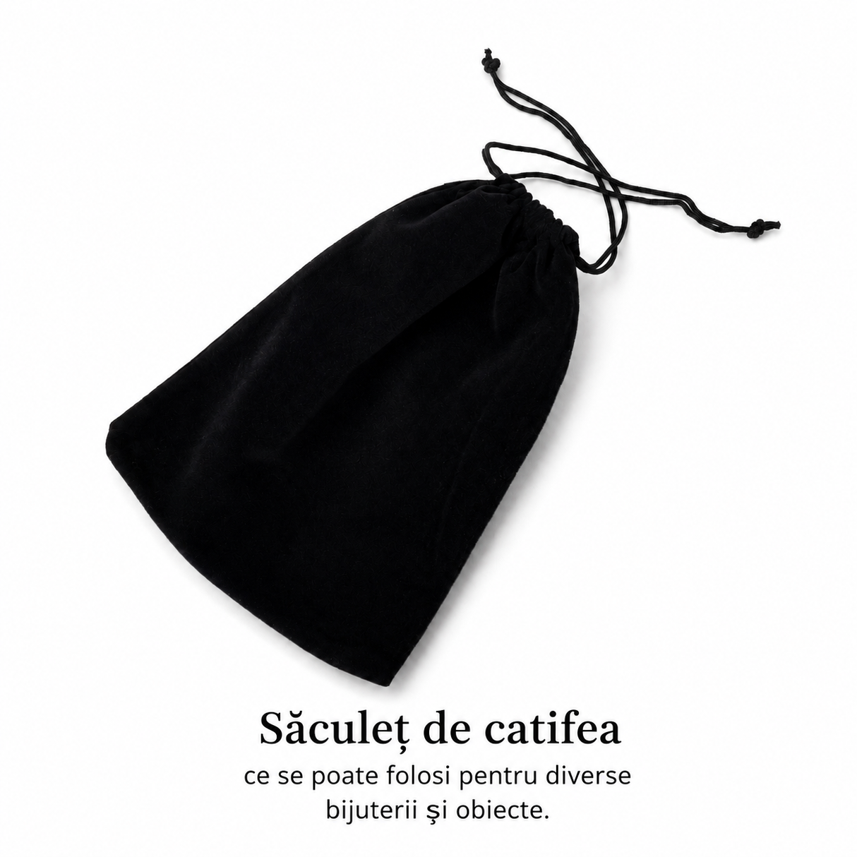 Săculeț de catifea negru 20 x 15 cm pentru bijuterii