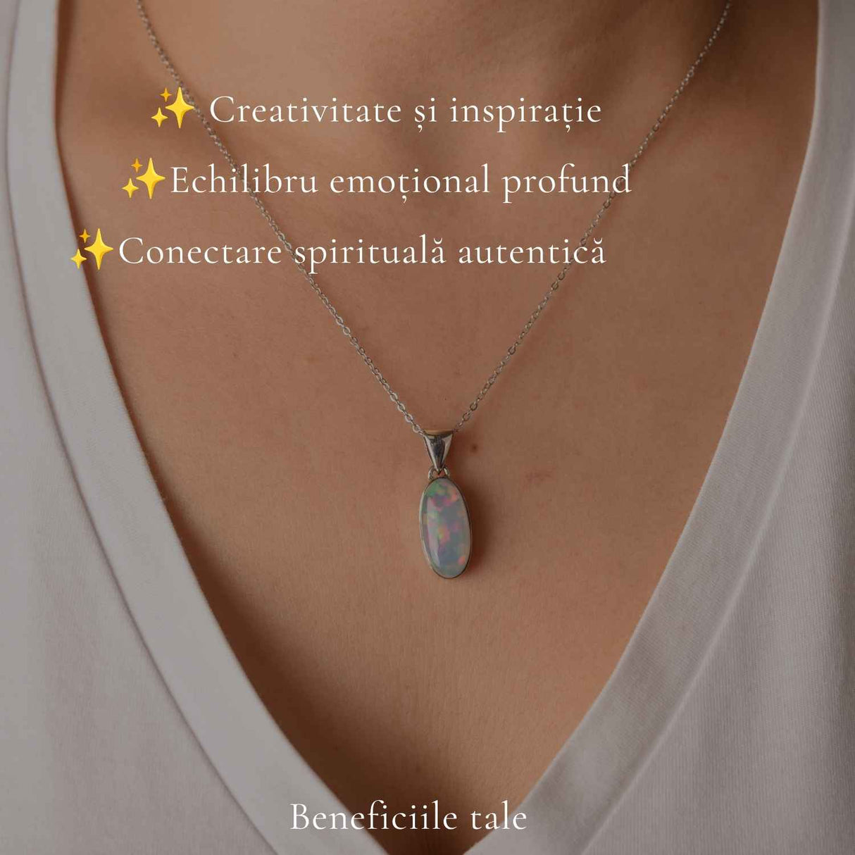 Colier Argint 925 cu Piatra Naturala de Opal Etiopian Oval – Creativitate si Eleganta
