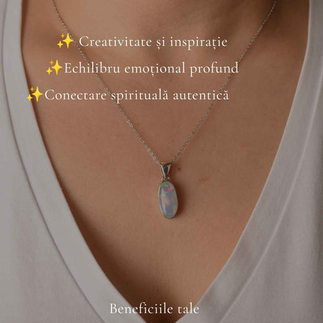 Colier Argint 925 cu Piatra Naturala de Opal Etiopian Oval – Creativitate si Eleganta