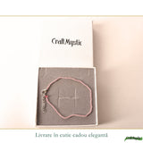 Detaliu brățară de picior cu Cuarț roz fațetat de 2 mm