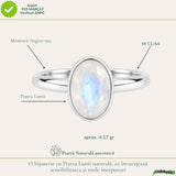 Inel Argint 925 cu Piatra Lunii Natural Fatetata Oval – Intuitie si Armonie