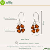 Cercei Argint 925 Trifoi cu Chihlimbar - Noroc, Energie Pozitivă și Eleganță