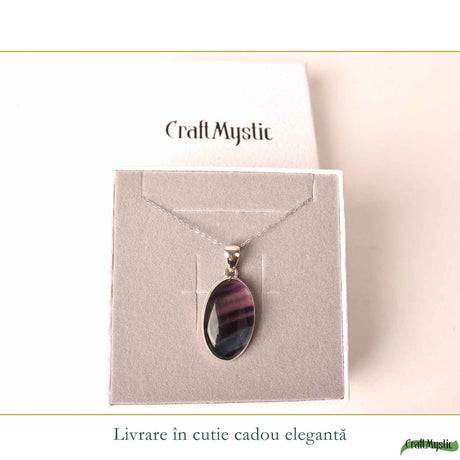 Colier Argint 925 cu Fluorit Natural Oval – Claritate, Echilibru si Eleganta