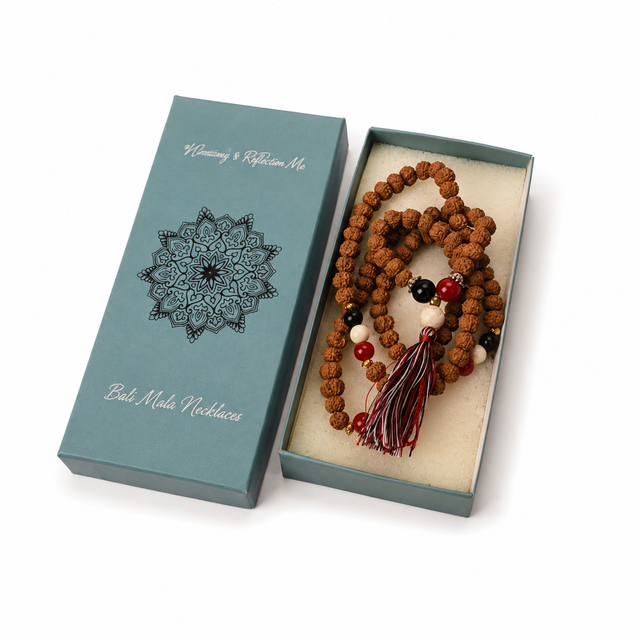 Colier Mala Rudraksha cu 108 mărgele din pietre naturale mixte