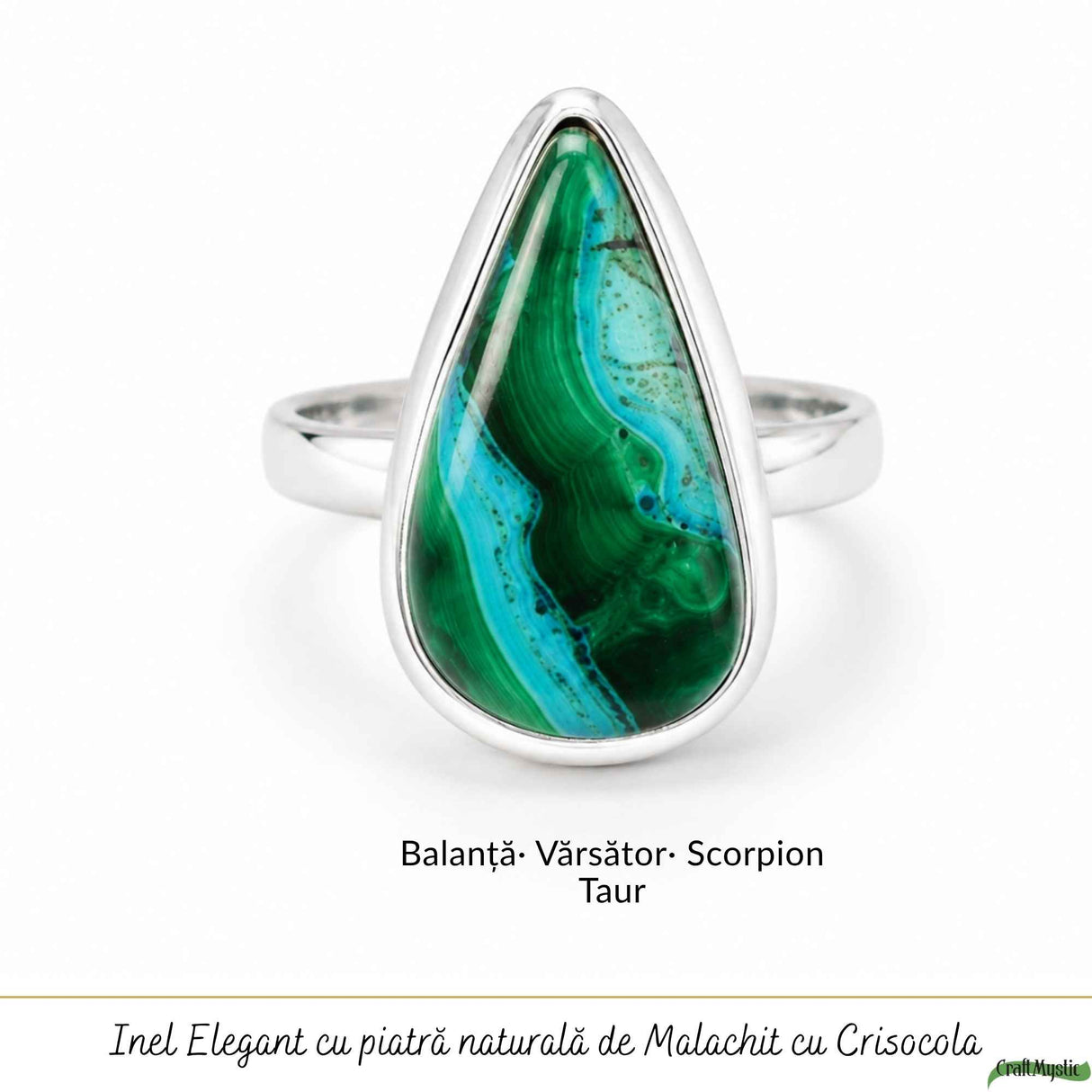 925 Sterling Silver Necklace with Malachite and Chrysocolla Teardrop – Protection and Harmony