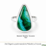 925 Sterling Silver Necklace with Malachite and Chrysocolla Teardrop – Protection and Harmony