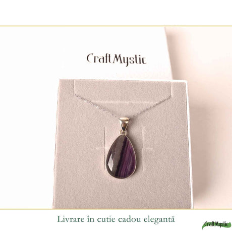 Colier Argint 925 cu Fluorit Natural Lacrima – Claritate, Echilibru si Inspiratie