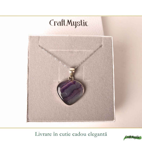 Colier Argint 925 cu Fluorit Natural – Claritate, Echilibru si Armonie