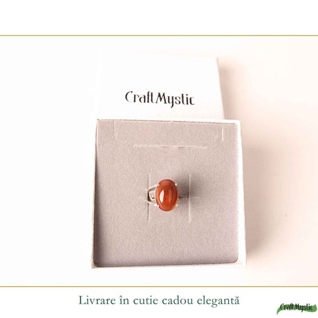 Inel Argint 925 ajustabil cu Piatra Naturala de Carneol – Vitalitate si Curaj