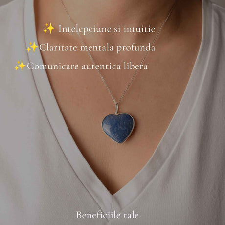 Colier Argint 925 cu Lapis Lazuli Natural Inima – Claritate, Intelepciune si Eleganta