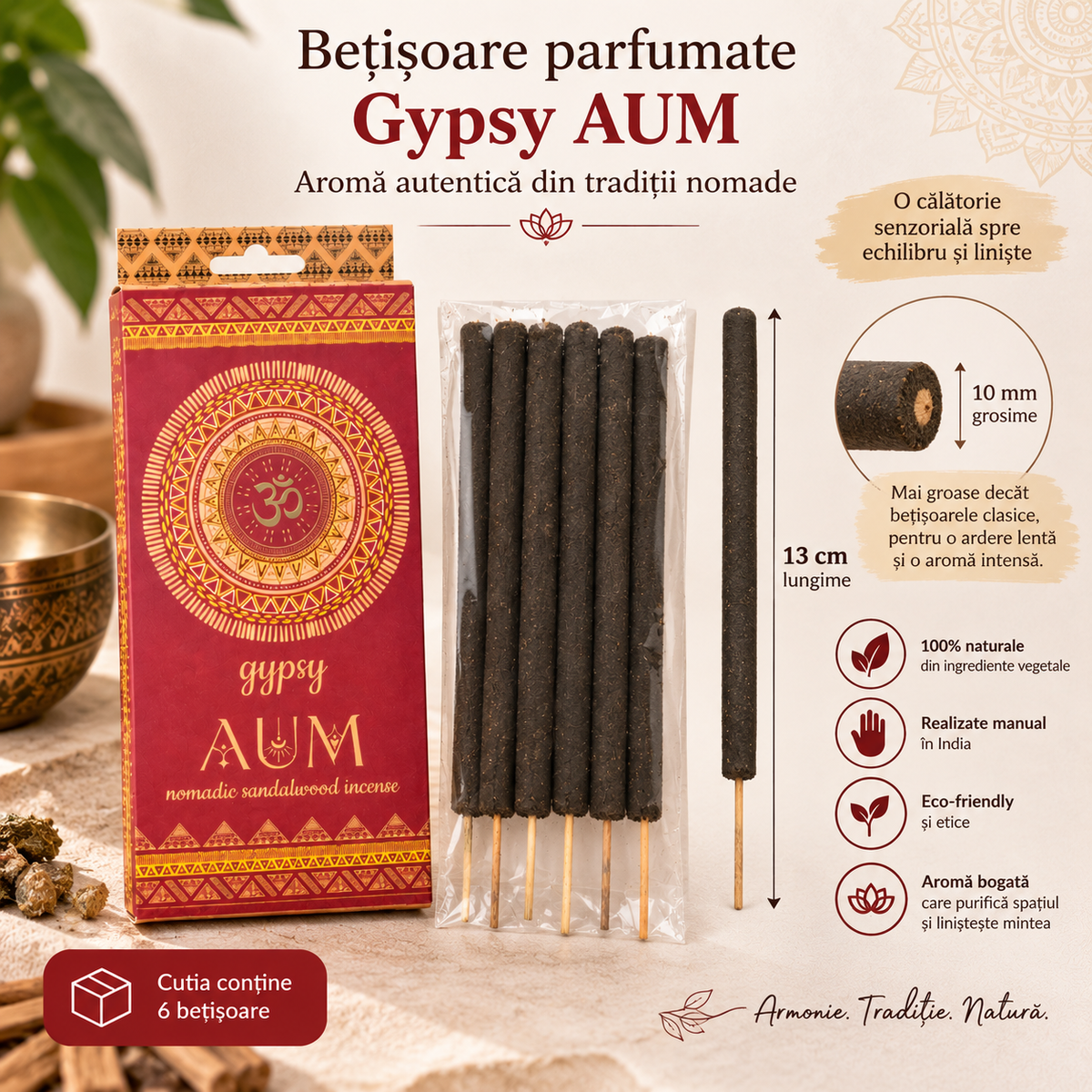 Bețișoare parfumate Gypsy SUN Palo Santo, set 6