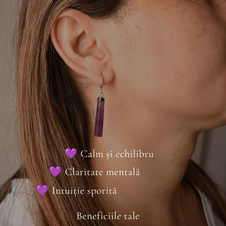 Cercei cu Ametist, Prisma Hexagonala – Claritate si Echilibru Interior