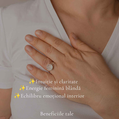 Inel Argint 925 cu Piatra Lunii Naturala Fatetata Rotunda – Intuitie si Echilibru