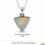 Colier Argint 925 cu Piatra Naturala de Opal Etiopian Triunghi – Inspiratie si Echilibru