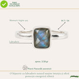 Inel Argint 925 cu Labradorit Fatetat Dreptunghiular 7x8 mm – Intuitie si Protectie