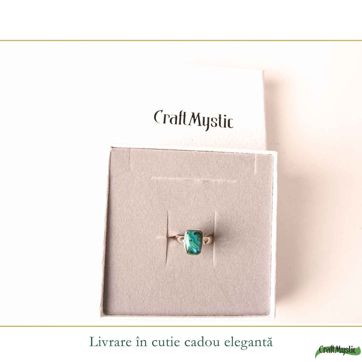 Inel Argint 925 cu Malachit si Crisocola Dreptunghi – Echilibru si Claritate