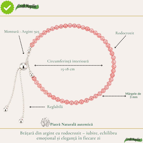 Brățară cu Rodocrozit, Argint 925 – CraftMystic